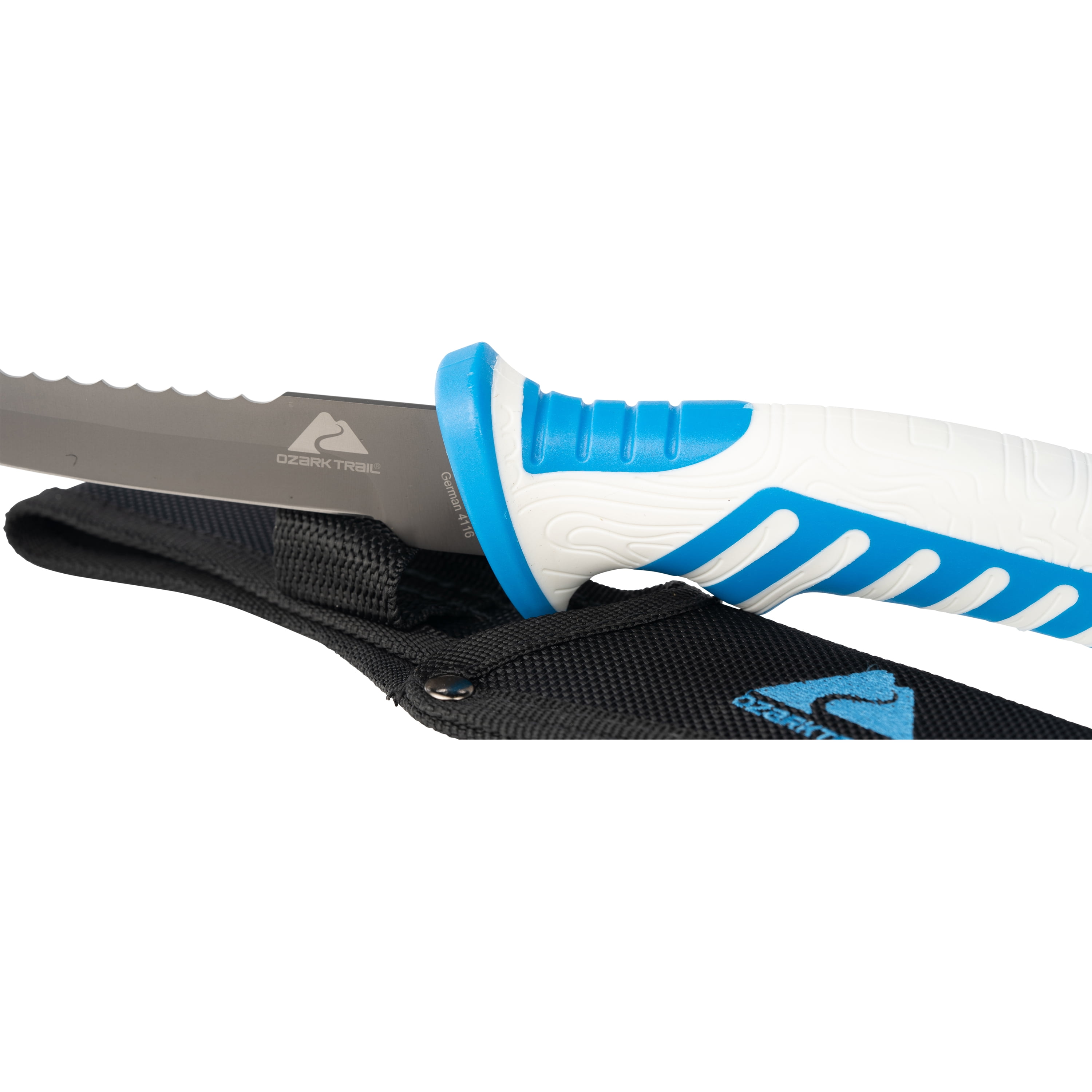 Ozark Trail Saltwater 5″ Bait and Fillet Knife, Straight Edge, Blue and White
