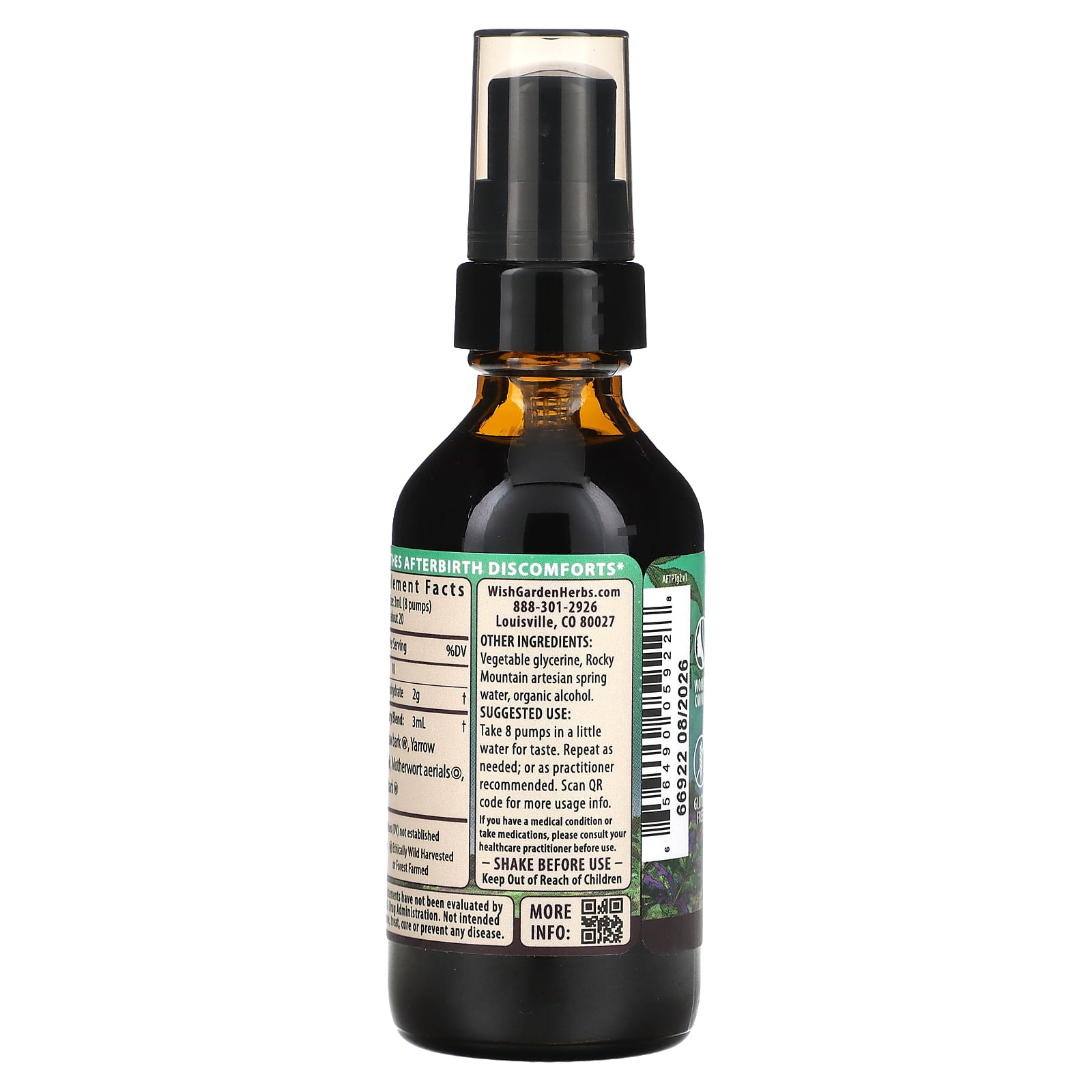 WishGarden Herbs Afterease, After Birth Contractions, 2 fl oz (59 ml)