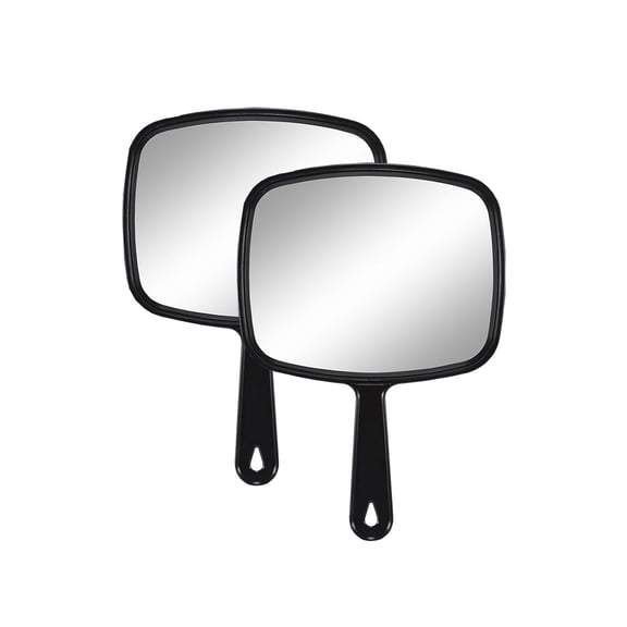 Hand Mirror Salon Barber Hairdressing Handheld Mirror with Handle(Square Black 7.4 x 10.3 inches)