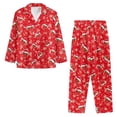 thumbnail image 4 of SCRAWLGOD Strawberry Print Pjs Women Long Sleeve 2 Piece Sets for Women Snowflake Pajamas Size L V-Neck Ladies Pajama Sets with Pockets Comfy Christmas Sleepwear, 4 of 7