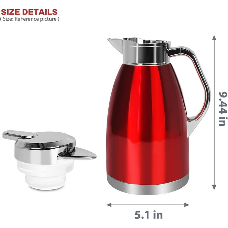 61oz Coffee Carafe Airpot Insulated Coffee Thermos Urn Stainless Steel Vacuum Thermal Pot Flask for Coffee, Hot Water, Tea, Hot Beverage - Keep 12