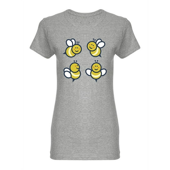 Four Happy Yellow Bees Shaped T-Shirt Women -Image by Shutterstock, Female XX-Large