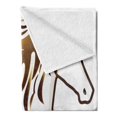 thumbnail image 2 of Animal Soft Flannel Fleece Throw Blanket, Art Design Half Outline Drawing with Swirly Mane Horse Graphic on Plain Backdrop, Cozy Plush for Indoor and Outdoor Use, 50" x 70", Brown White, by Ambesonne, 2 of 5