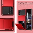 thumbnail image 6 of for Galaxy S22 Case Wallet Cover Credit Card Holder 4-Card Slot Hidden Back Pocket Men Women Dual Layer Hybrid Rugged Rubber Bumper Protective Hard Shell Cover for Samsung Galaxy S22 6.1" Red, 6 of 13