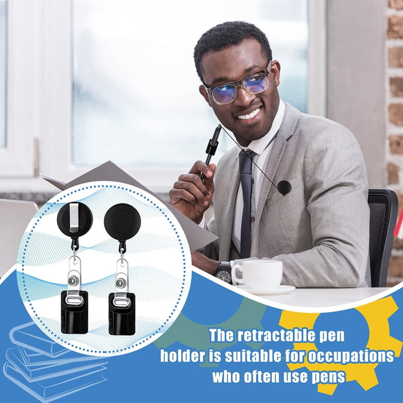 10Pc Retractable Pull Pen Pencil Holder Lanyard Leather Portable Pen Badge Reel Clip for Carpenter Pencil Nurses Teacher