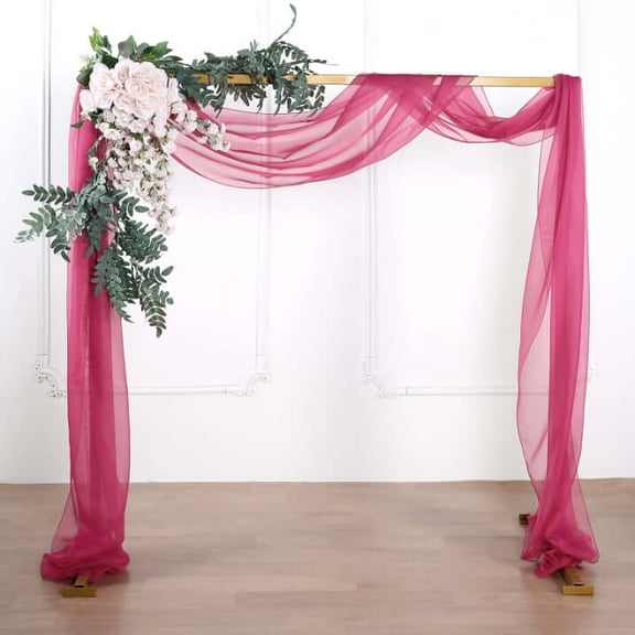 Efavormart 18Ft Fushia Sheer Organza Curtain Panels, Window Scarf Valance Wedding Arch Draping Fabric for Top Table Event Party Home Decor Stair Bow Backdrop Curtain Decoration