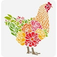 thumbnail image 1 of Plantilla para dibujar un gallo con flores y hierba - Plantilla de plástico PET de 30 x 30 cm para decorar paredes, suelos y muebles de granja, 1 of 9