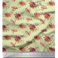 thumbnail image 1 of Soimoi Yellow Heavy Canvas Fabric Leaves & Camellias Floral Print Sewing Fabric Yard 58 Inch Wide, 1 of 3