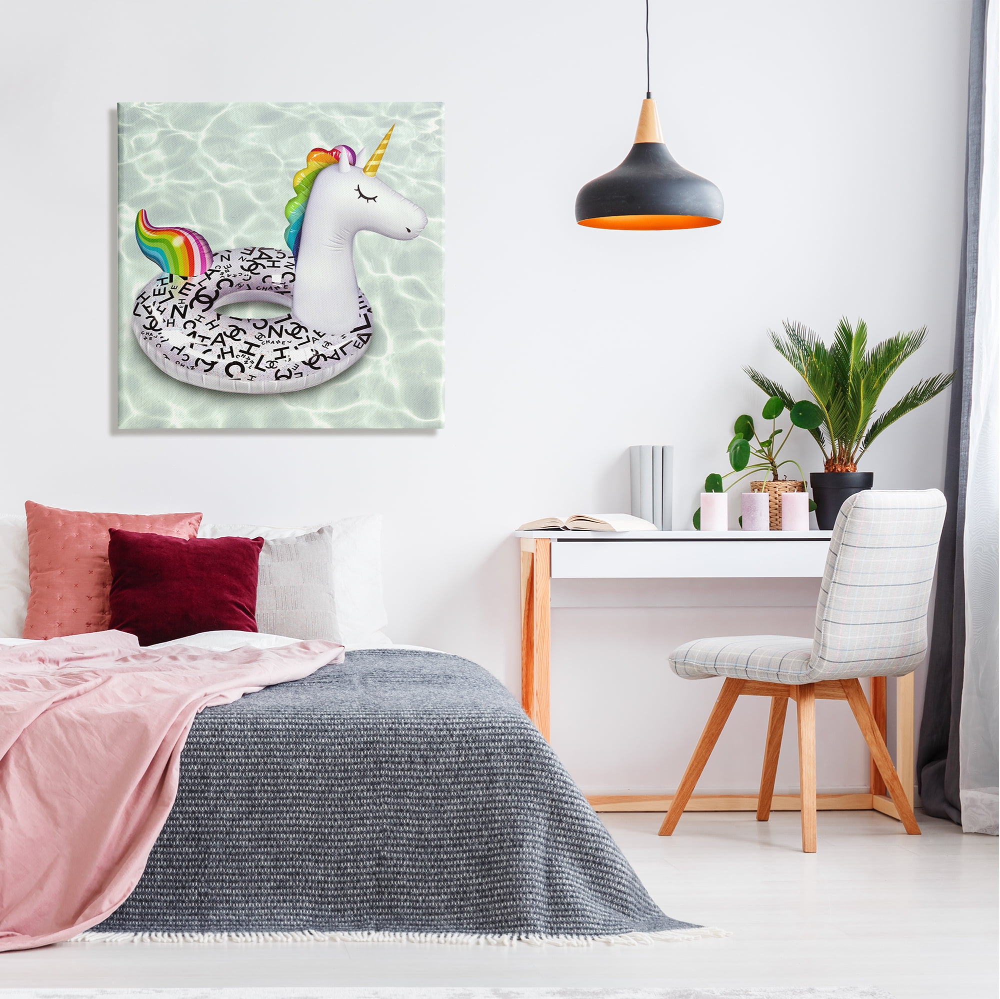 Stupell Industries Trendy Unicorn Pool Ring Patterned Upscale Glam Graphic Art Gallery Wrapped Canvas Print Wall Art, Design by Ziwei Li