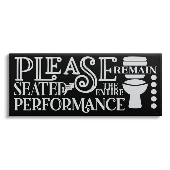 Stupell Industries Please Remain Seated Phrase Typography Painting Gallery Wrapped Canvas Print Wall Art, 24 x 10