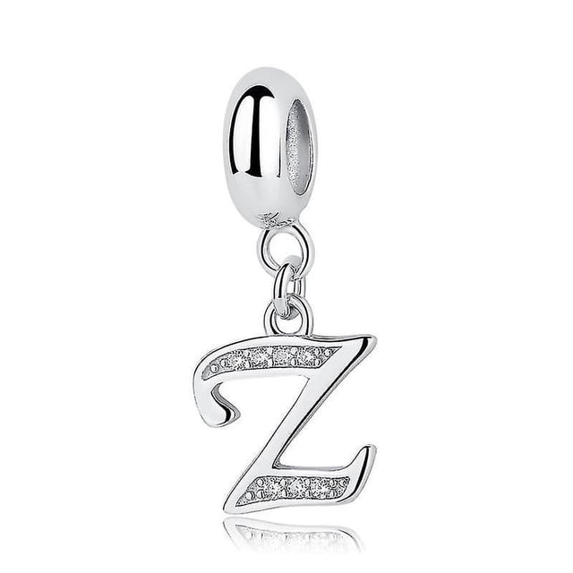 Dijes de plata de ley con letras del alfabeto Az, cuentas colgantes compatibles con pulseras Pandora, collares, joyería artesanal para mujer