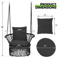 thumbnail image 3 of QueipA Macrame Hammock Chair Patio Swing Tassel Hanging Cotton Rope Cushion Seat Black, 3 of 14