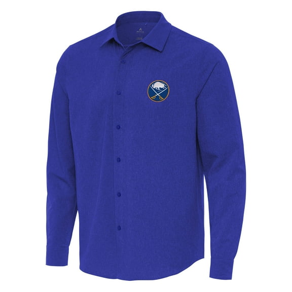 Men's Antigua Royal Buffalo Sabres Exposure Woven Long Sleeve Button-Up Shirt