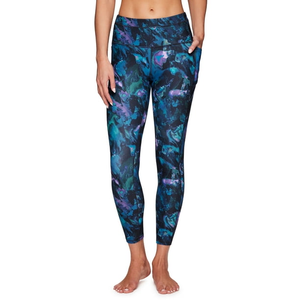 RBX Active Women's Tonal Blue Soft Floral 7/8 Leggings with Pockets ...