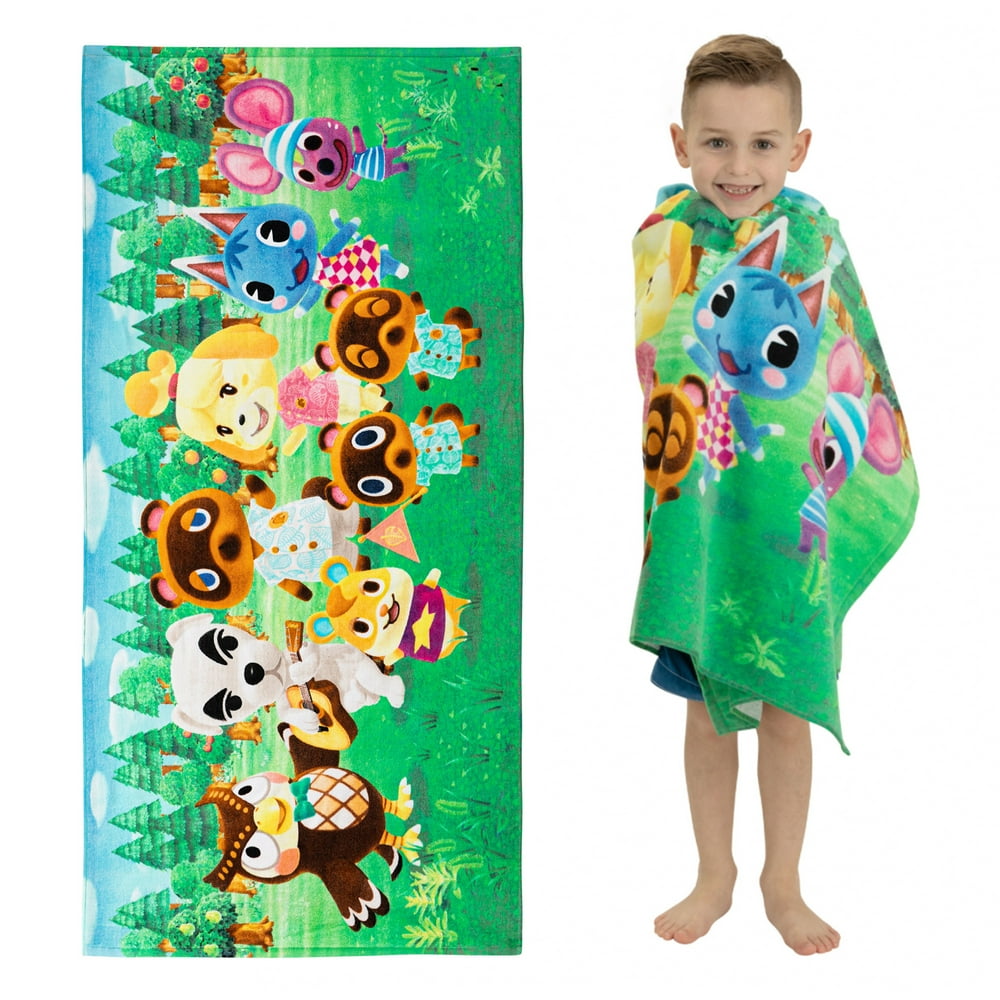 Animal Crossing Kids Super Soft Cotton Beach and Bath Towel, 28” x 58