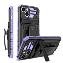 For iPhone 14 Case with Belt Clip Holster, Heavy Duty Military Grade Drop Protective, 360° Rotating Kickstand Shockproof TPU Shell Durable Rugged Cover For iPhone 14, Purple