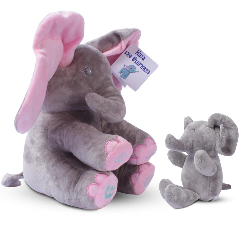 Stuffed Elephant Set - Kaia Interactive Musical Peek-A-Boo Elephant Stuffed Animal Toy & Soft Plush Baby Elephant, Gift for Birthday, Baptism, Baby Shower, Stuffed Toy for Toddlers & Kids, Ages 0 -Up