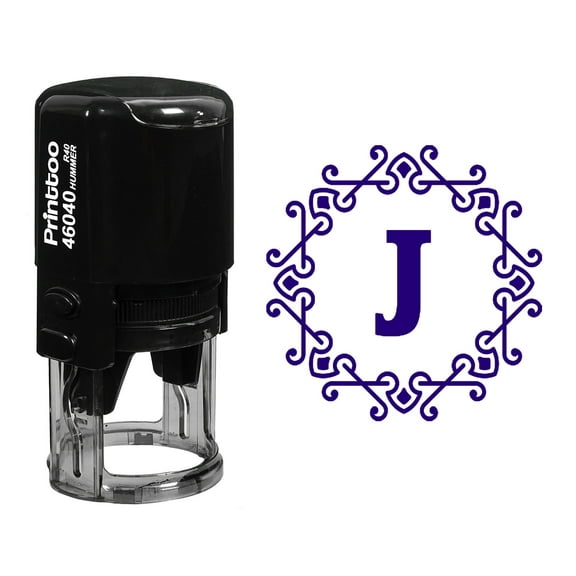 Printtoo R-40 Self Inking Alphabet J Monogram Octagon Celtic Swirl Frame Rubber Stamp Office Stationary-Violet