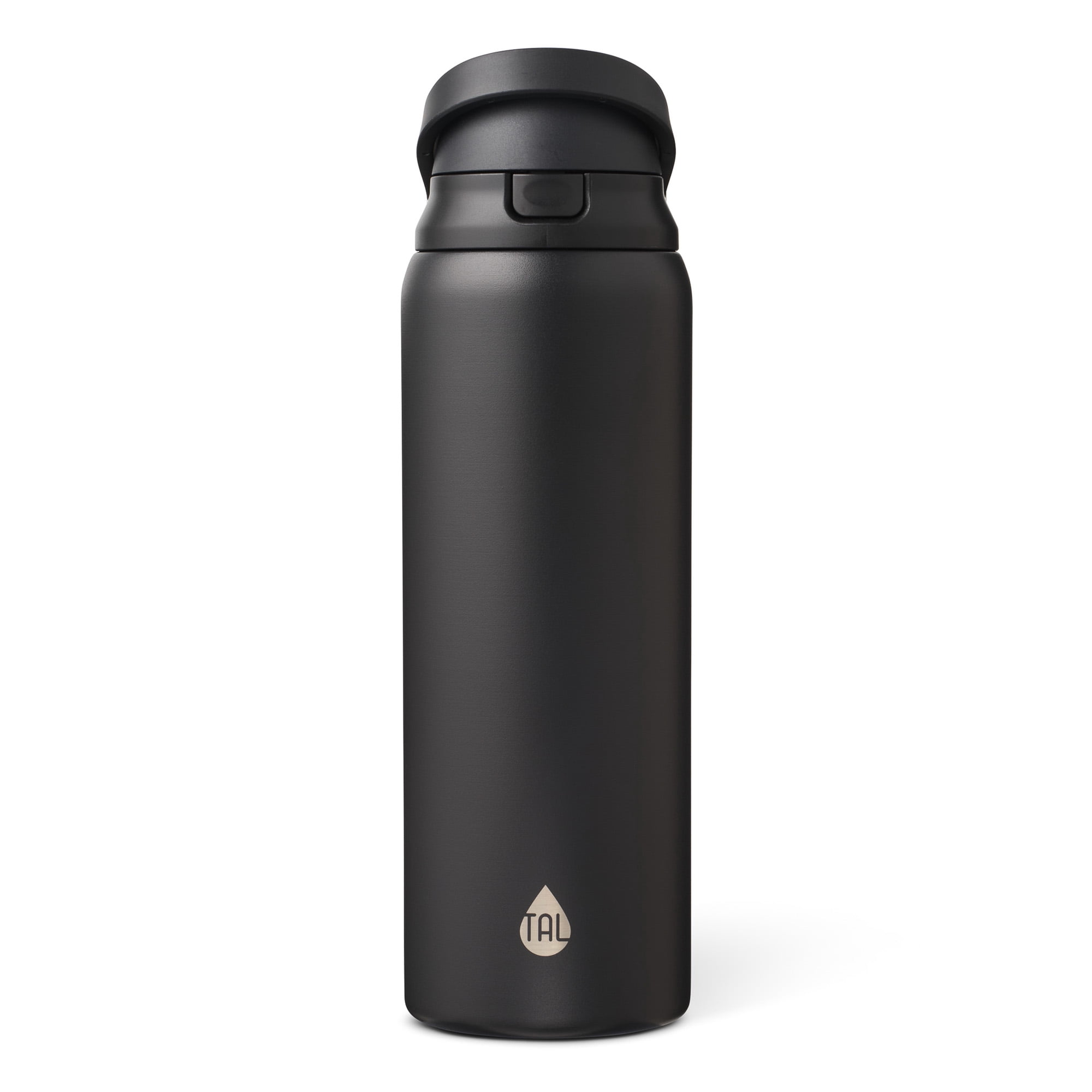 TAL 32oz Stainless Steel 2-in-1 Water Bottle with Straw and Chug Lid, Black
