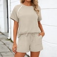 thumbnail image 2 of BOOMNY Womens 2 Peice Workout Shorts Sets Solid Short Sleeve Tops Shorts Outfits for Women Summer Casual Matching Sets, 2 of 5