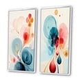 thumbnail image 3 of Designart "Blossoming Energy Retro Minimal Flower III" Abstract Painting Framed Wall Art Set Of 2 - Modern Blue Framed Canvas Set For Living Room Decor, 3 of 6