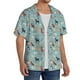 thumbnail image 2 of Balery Animal Dog Camisa Casual de Manga Corta con Botones para Hombre, Texturizada, Estilo Cubano, para Playa, Verano-Small, 2 of 5