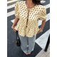 thumbnail image 4 of Blusa De Mujer Con Lunares Café En Albaricoque, Mangas Abullonadas Y Lazo, 4 of 21
