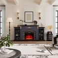 thumbnail image 4 of BOSHIRO 72 Inch Electric Fireplace with Mantel, TV Stand for TVs Up to 80 Inch, 23" Fireplace Insert with Remote Control, Blue, 4 of 9