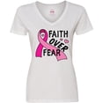 thumbnail image 3 of Inktastic Breast Cancer Awareness Faith Over Fear Women's V-Neck T-Shirt, 3 of 5
