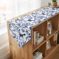 thumbnail image 4 of White Blue Spring Floral Table Runner Linen Burlap Table Runner 72 Inches Long Summer Botanical Hummingbird Dresser Scarves for Kitchen Island Coffee Dining Party Wedding Holiday Decor 18"x72", 4 of 8