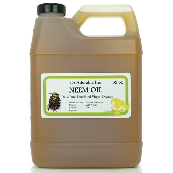Dr Adorable - 32 oz - Neem Oil - 100% Pure Organic Unrefined Cold Pressed Natural