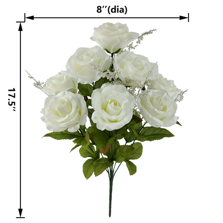 Mainstays Indoor Artificial Rose Floral Bush, White Color