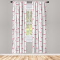 thumbnail image 3 of Ambesonne Retro Curtains, Flamingo Birds Polka Dots, Pair of 28"x95", Pale Pink White, 3 of 5