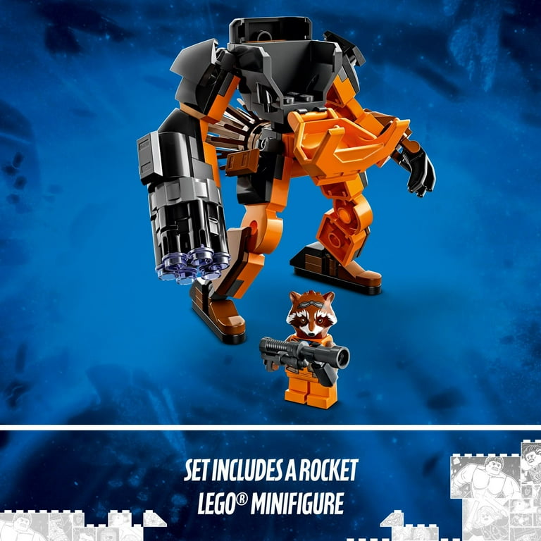 LEGO Marvel Rocket Mech Armor Set 76243 Guardians of the Galaxy Racoon Action Figure Super Heroes Toy Avengers Gift Idea for Kids 6 Walmart