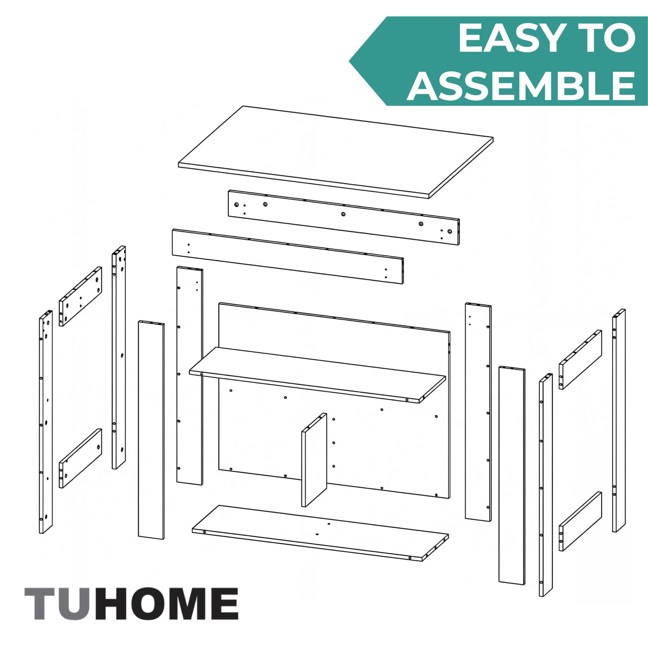 TUHOME Cala Kitchen Island with Antimicrobial Tabletop & 3 Open Shelves, Seating Workstation