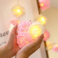 thumbnail image 2 of Gostoto 9.8 ft 20 LED Red Pink White Rose Flower String Lights Battery Operated Fairy Lights Decorations for Date Wedding Valentine's Day Party Bedroom, 2 of 5