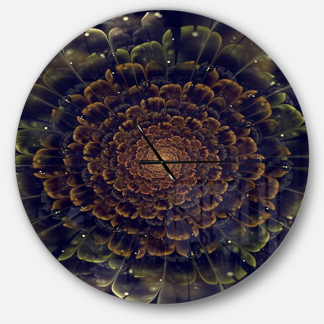 Designart Horloge Murale Moderne 'fleur Fractale Orange avec Verte'