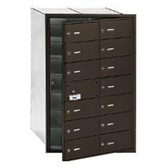 4B  Horizontal Mailbox - 14 B Doors (13 usable) - Bronze - Front Loading - USPS Access
