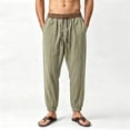 thumbnail image 2 of WRKEKC Mens Linen Pants Elastic Drawstring Waist Jogger Ankle Cuff Lightweight Trousers with Side Pockets for Summer Beach and Daily Relax Wear, 2 of 9
