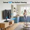 thumbnail image 3 of MountFTV Swivel Table Top TV Stand for 24-60 inch TVs, Holds up to 88lbs, Max 400x400mm, 50 degrees Swivels Adjustable Tabletop TV Stand with Tempered Glass Base, 3 of 8