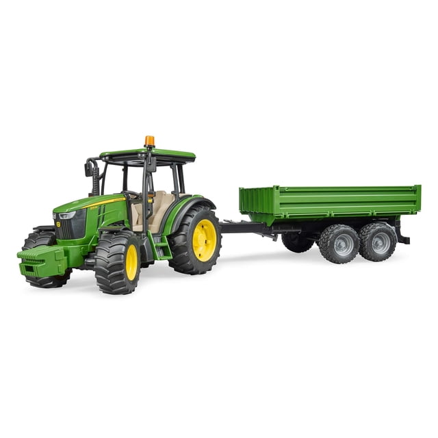 Tractor de juguete John Deere 5115M con remolque a escala 1:16 Bruder