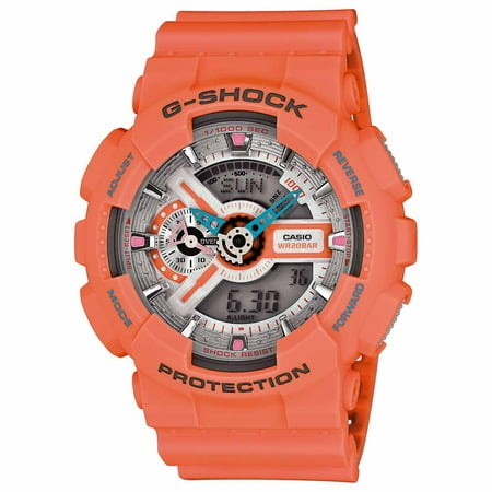 Casio GA110DN-4A Men's G-Shock Ana-Digi Grey Dial Orange Resin Strap Alarm Chrono Dive Watch