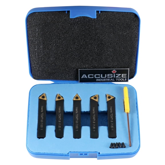Accusize 5/16 in x 2 in 5 Pc Indexable Turning Tool Set with TCMT1.8(1.5) Carbide Inserts, 2380-5042