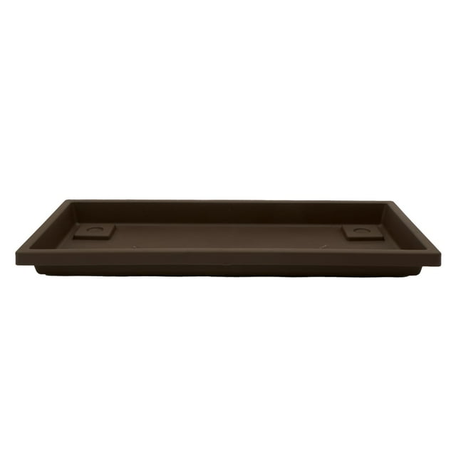 The HC Companies Venetian Rectangular Plant Tray, Plastic Drip Saucer, Chocolate