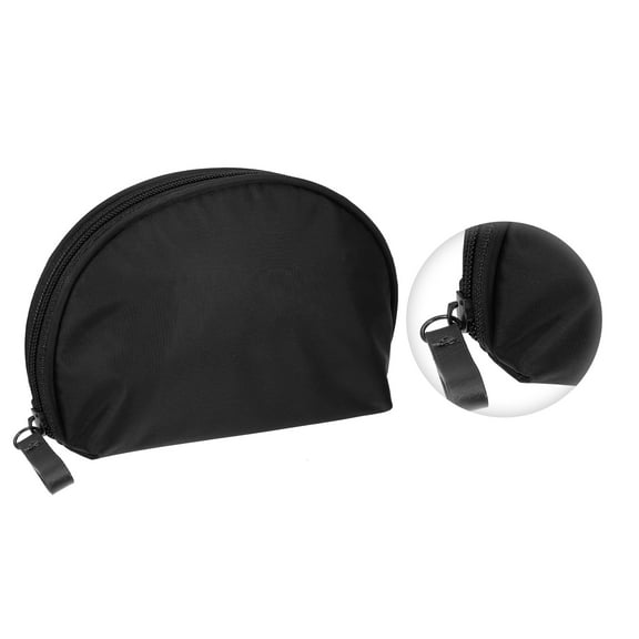 Vocoste Half Moon Makeup Bag Small Half Moon Cosmetic Beauty Bag for Purse Cosmetic Organizer Black Beige
