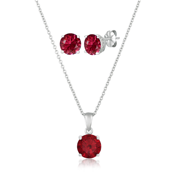 Royal Red Necklace Set in Platinum