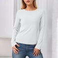 thumbnail image 2 of COMVALUE Women's Long Sleeve Tops Crew Neck Fitted Basic Tee Cozy (White, M), 2 of 6