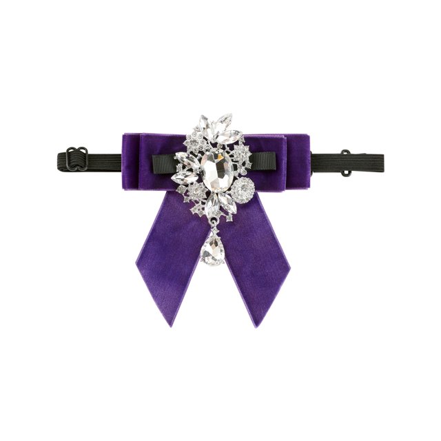 Corbata ajustable con lazo para mujeres INSPIRE CHIC, decorada con diamantes, para camisas de uniforme, azul oscuro, talla única