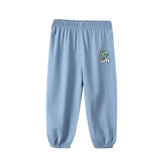 Odeerbi Toddler Boys Soft Loose Denim Pants Cartoon Printed Jogger Jeans Spring Summer Children's Basic Casual Print Full Length Jean Pants Light Blue