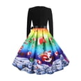 thumbnail image 2 of QELUSQELUS Women Christmas Gown Long Sleeve Bowknot Printed Party Vintage Dress, 2 of 3